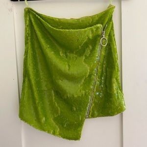 lime sequin mini skirt